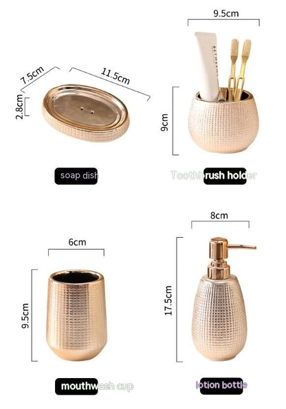Home Bathroom Rose Gold Ceramic Cleaning Kit