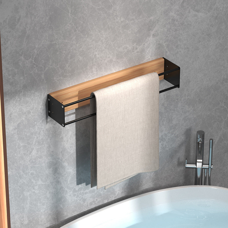 Wooden Wall-mounted Metal Shower Bathroom Towel Rack