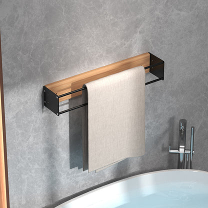 Wooden Wall-mounted Metal Shower Bathroom Towel Rack
