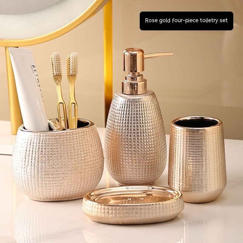 Home Bathroom Rose Gold Ceramic Cleaning Kit