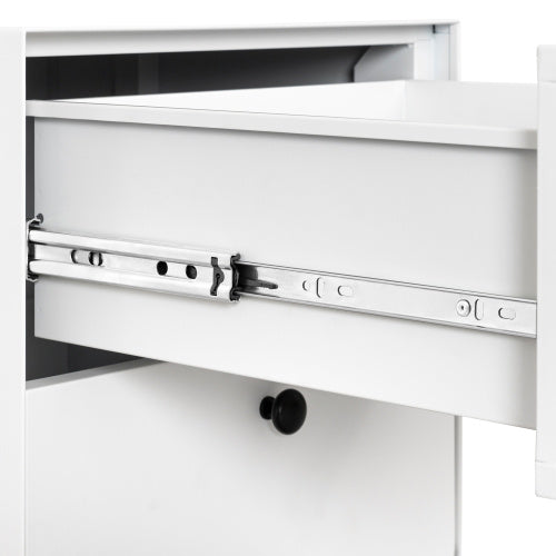 “Modern Steel Nightstand with 2 Drawers, Bedside Storage Cabinet with Circular Handle”