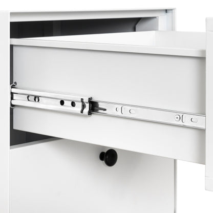 “Modern Steel Nightstand with 2 Drawers, Bedside Storage Cabinet with Circular Handle”