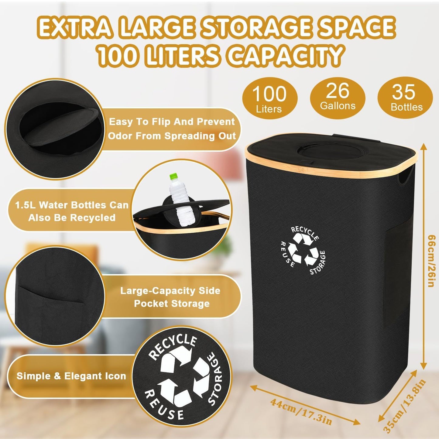 “Large Capacity Kitchen Storage Bottle Container with Lid, Recycling & Organization”