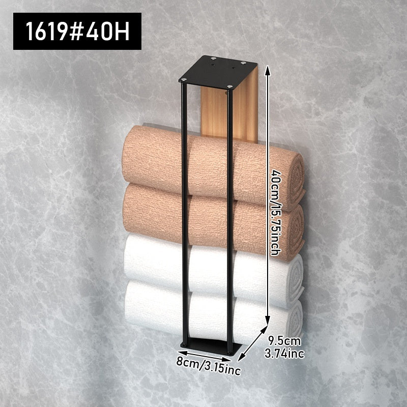 Wooden Wall-mounted Metal Shower Bathroom Towel Rack