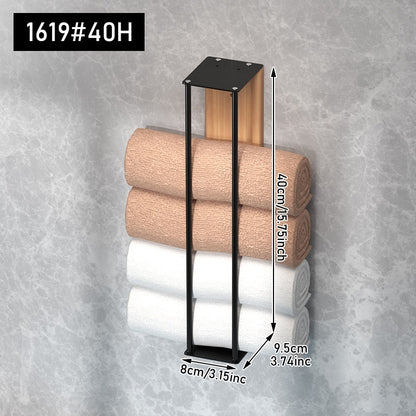 Wooden Wall-mounted Metal Shower Bathroom Towel Rack