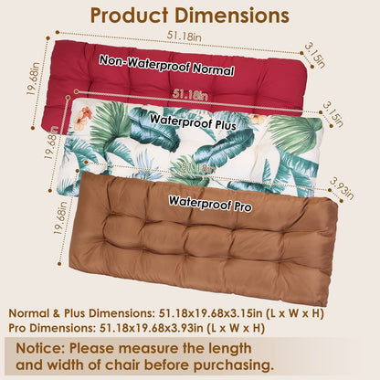“1Pc Bench Seat Cushion, Indoor/Outdoor, Water-Resistant Options, 8cm/10cm, 51x20in”