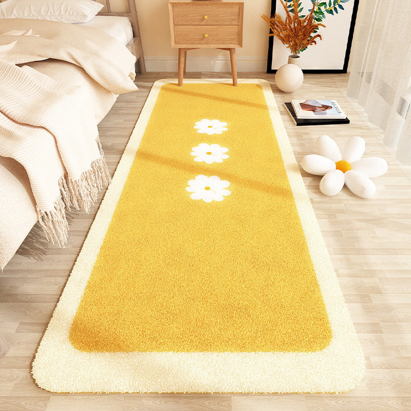 Yellow Carpet Bedroom Bed Imitation Cashmere Master Bed Front